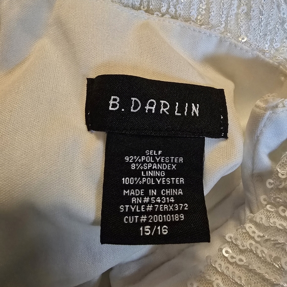 B Darlin One Shoulder White Sequin Dress - Picture 6 of 6